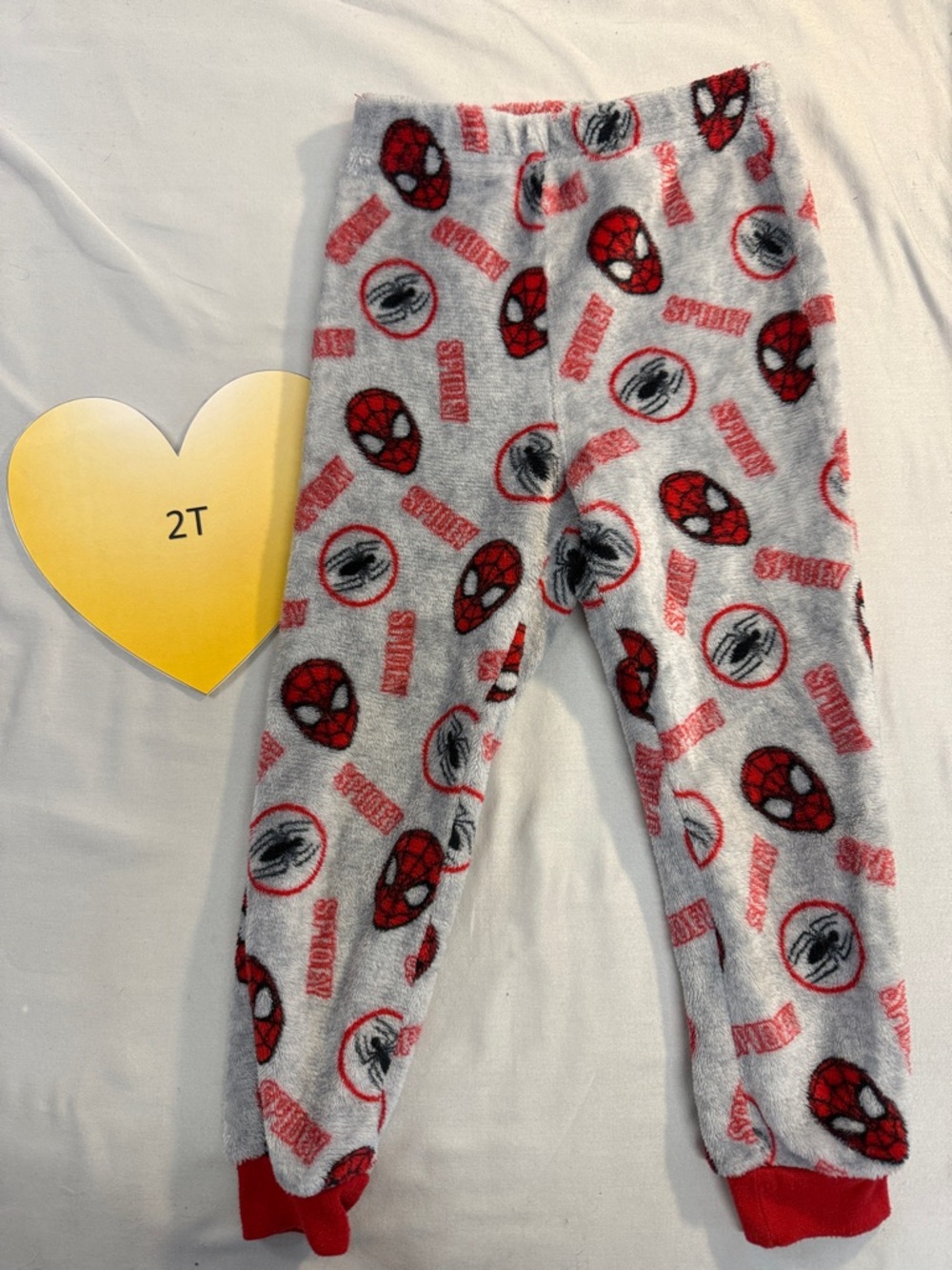 Marvel - Spiderman - Fleecey/furry cuffed joggers. Size 2/3